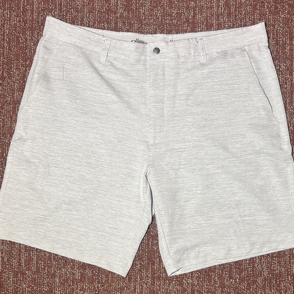 Callaway Heather Gray Flat Front Shorts 20” golf shorts breathable men’s 38